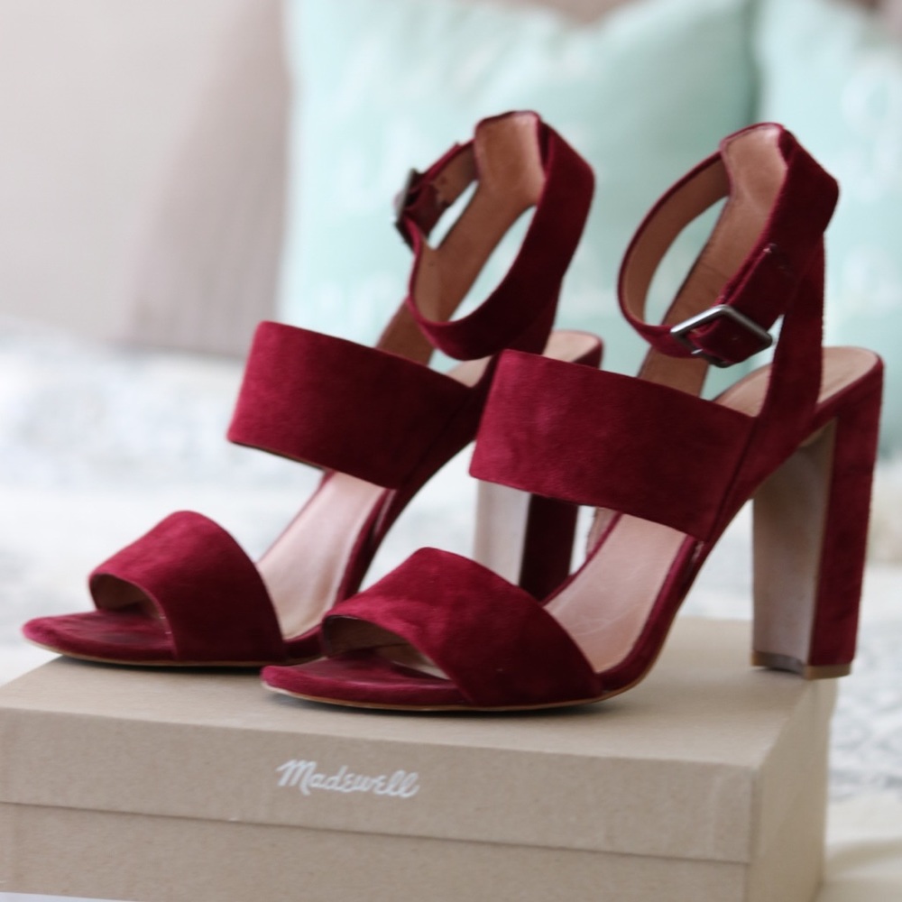 Madewell Maroon Suede Block Heels